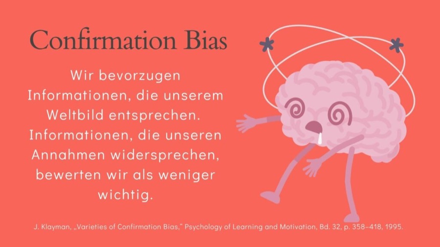 Vortragsfolie zum Bestätigungsfehler: Wir bevorzugen Informationen, die unserem Weltbild entsprechen