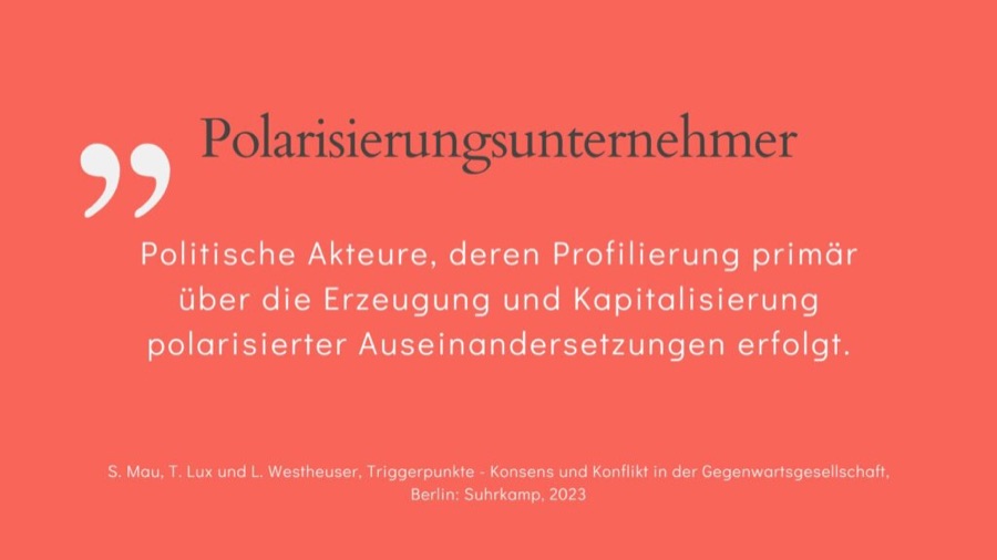 Vortragsfolie zu Polarisierungsunternehmern aus der Studie Triggerpunkte