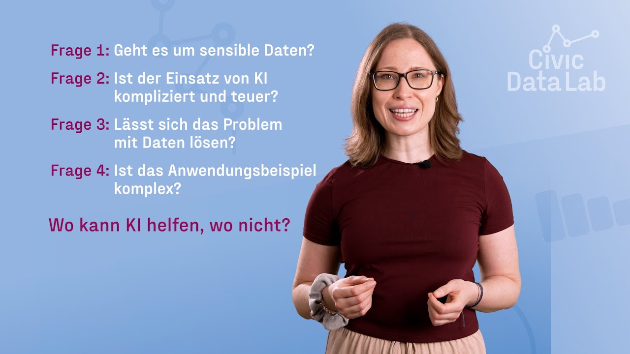 Titelbild mit vier Fragen: Geht es um sensible Daten? Ist der Einsatz kompliziert und teuer? Lässt sich das Problem mit Daten lösen? Ist das Anwendungsbeispiel komplex?